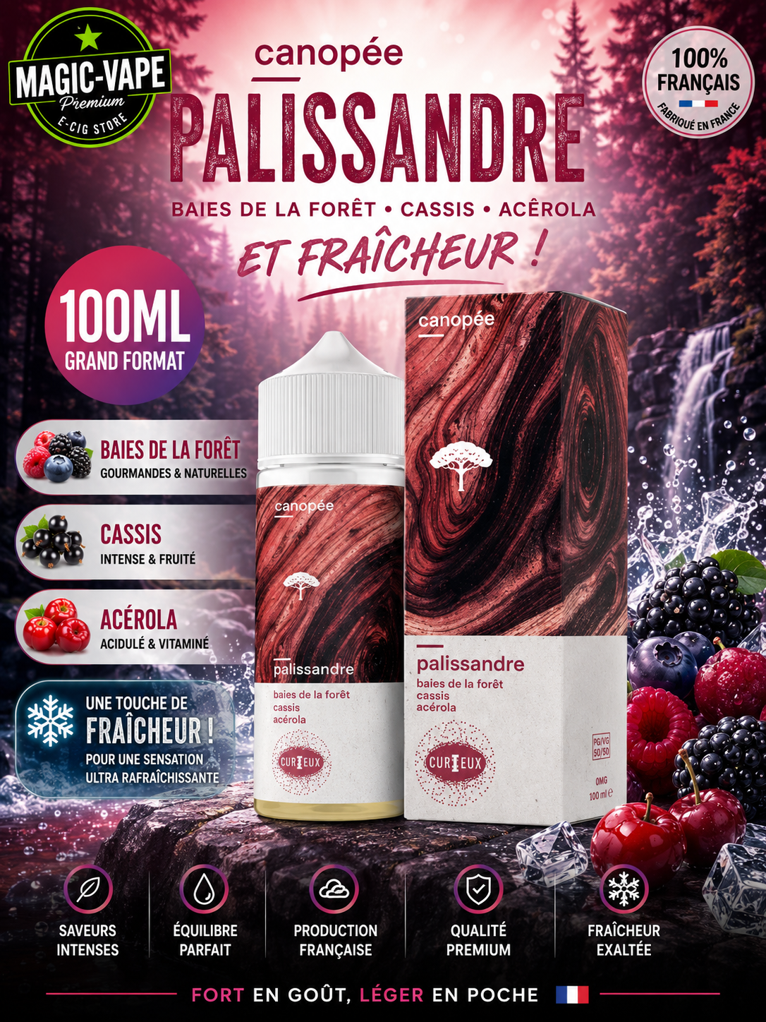 E-liquide Palissandre 100ml Édition Canopée Curieux saveur baies de la forêt cassis acérola fraîche