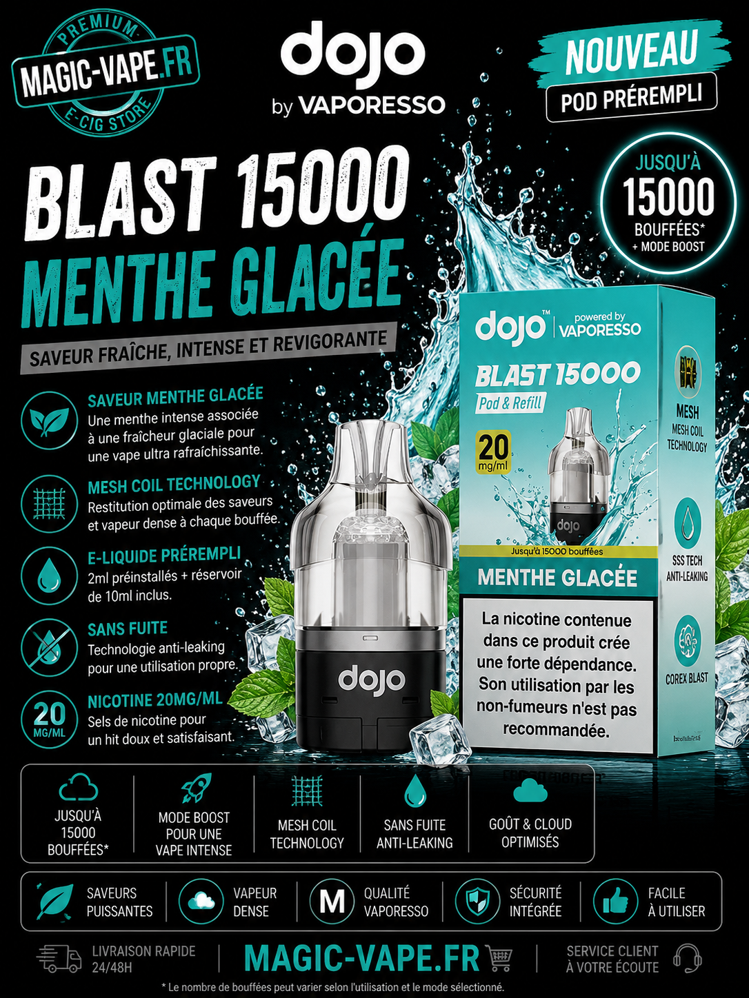 pod dojo blast 15k menthe glacee