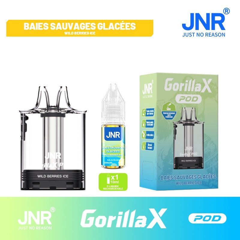 cartouche gorilla x + 1×10 ml 20 mg jnr pod rechargeable dual mesh coil