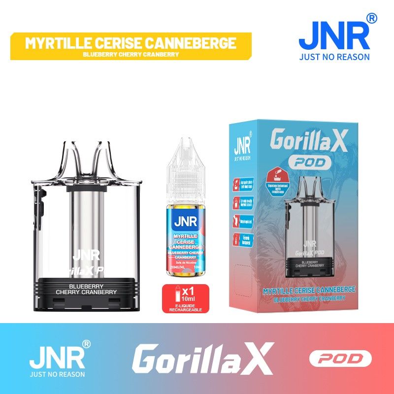 Kit Gorilla X JNR avec deux e-liquides JNR 10ml jusqu'à 43000 puffs disponible sur Magic-Vape.fr.