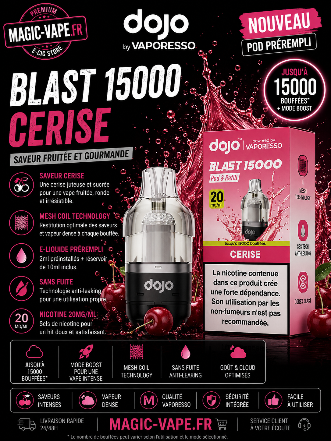 pod dojo blast 15k cerise
