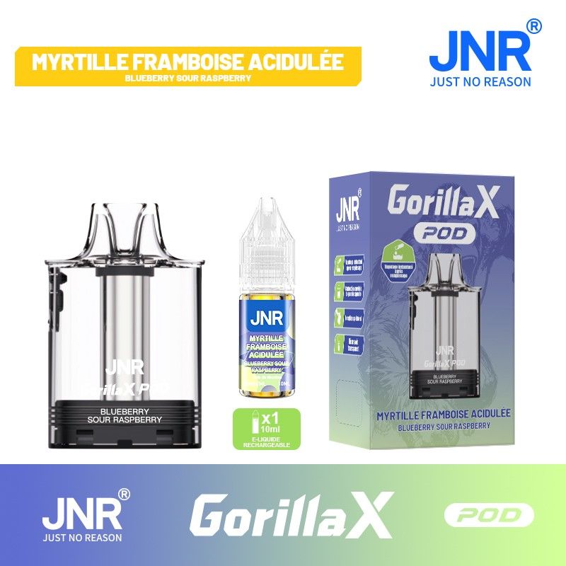 E-liquides JNR 10ml disponibles en 20mg sels de nicotine ou 0mg.