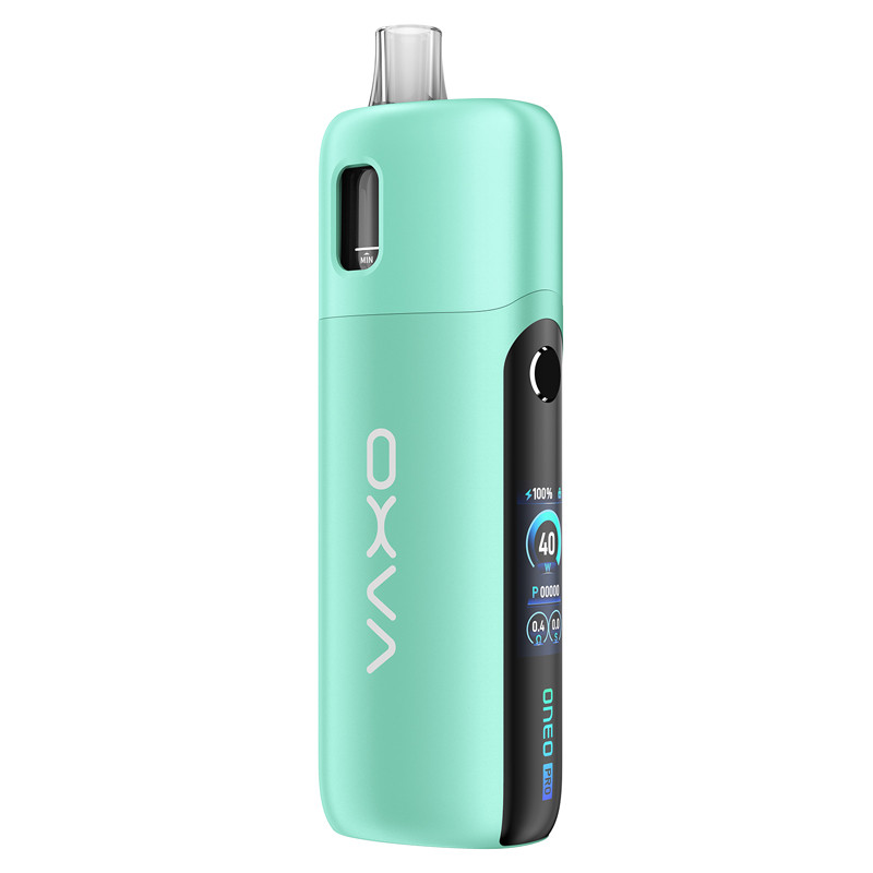 Image du Kit Pod ONEO Pro 2100mAh OXVA, une cigarette électronique compacte équipée d’un écran TFT couleur de 0,96 pouce, d’une puissance maximale de 40W, d’un airflow réglable et d’une cartouche ONEO Pro de 4ml.