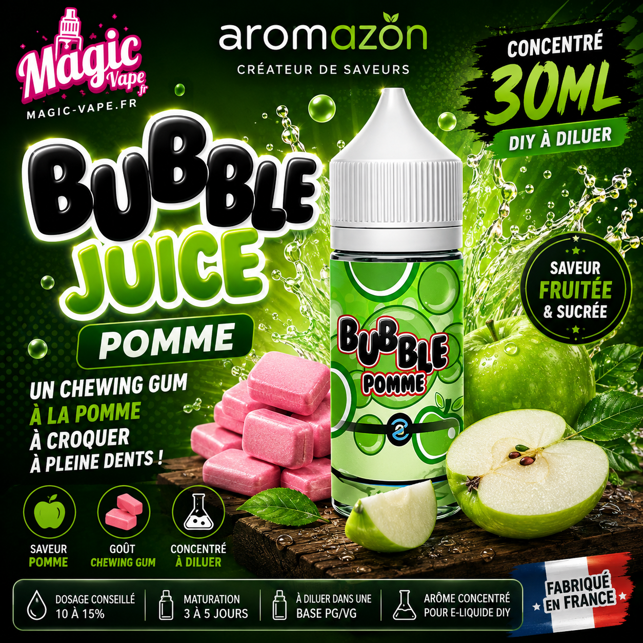 Bubble Juice Pomme Concentré 30ml – Aromazon