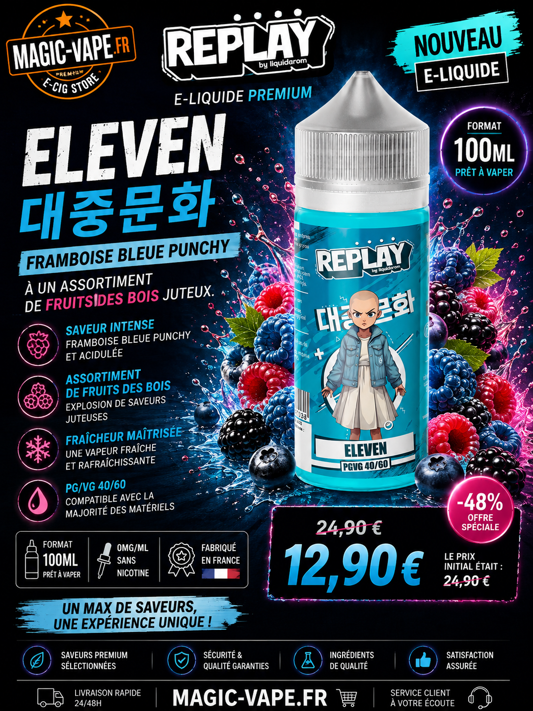 E-liquide Eleven 100 ml – Replay – LiquidArom
