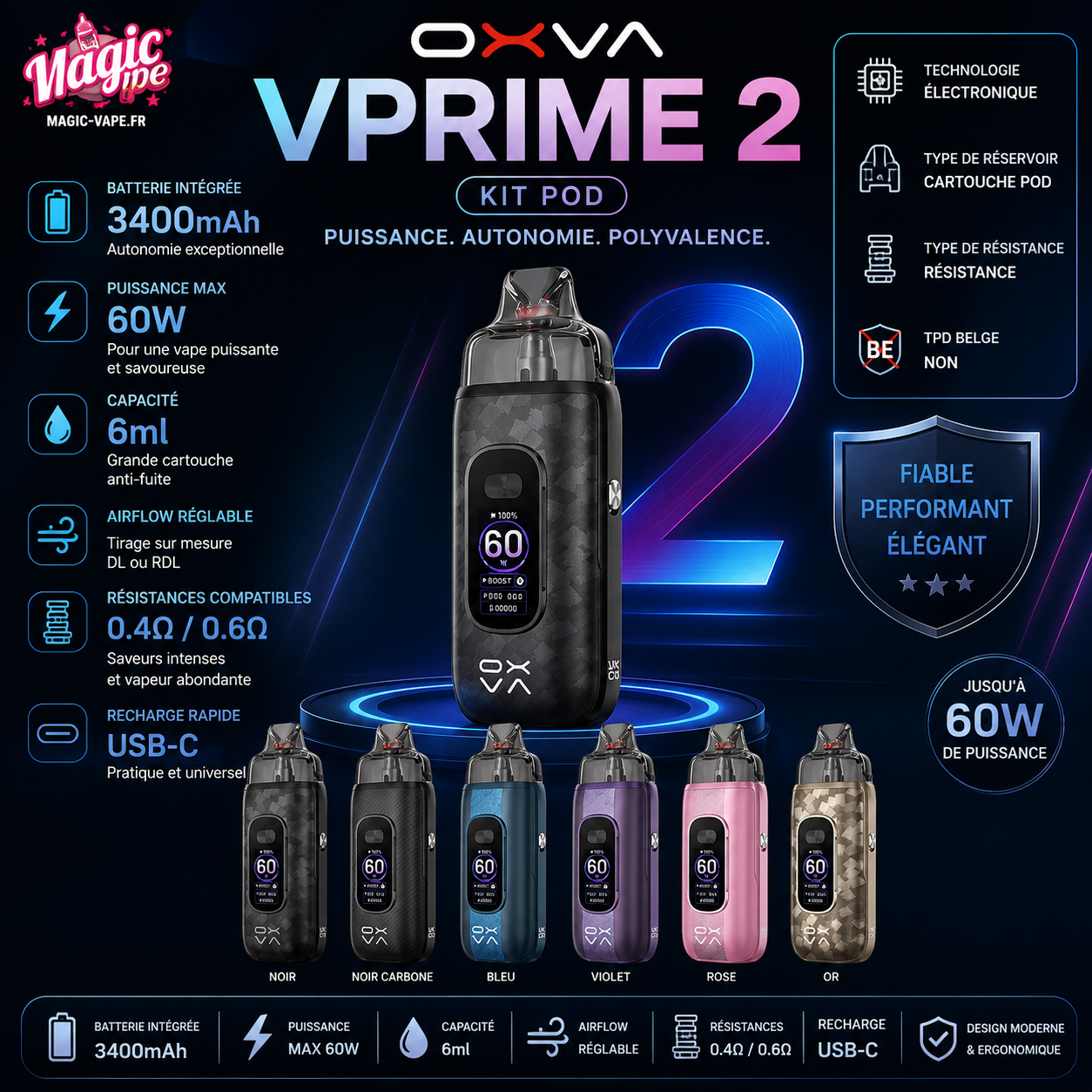 Kit Pod VPrime 2 3400mAh 60W – OXVA