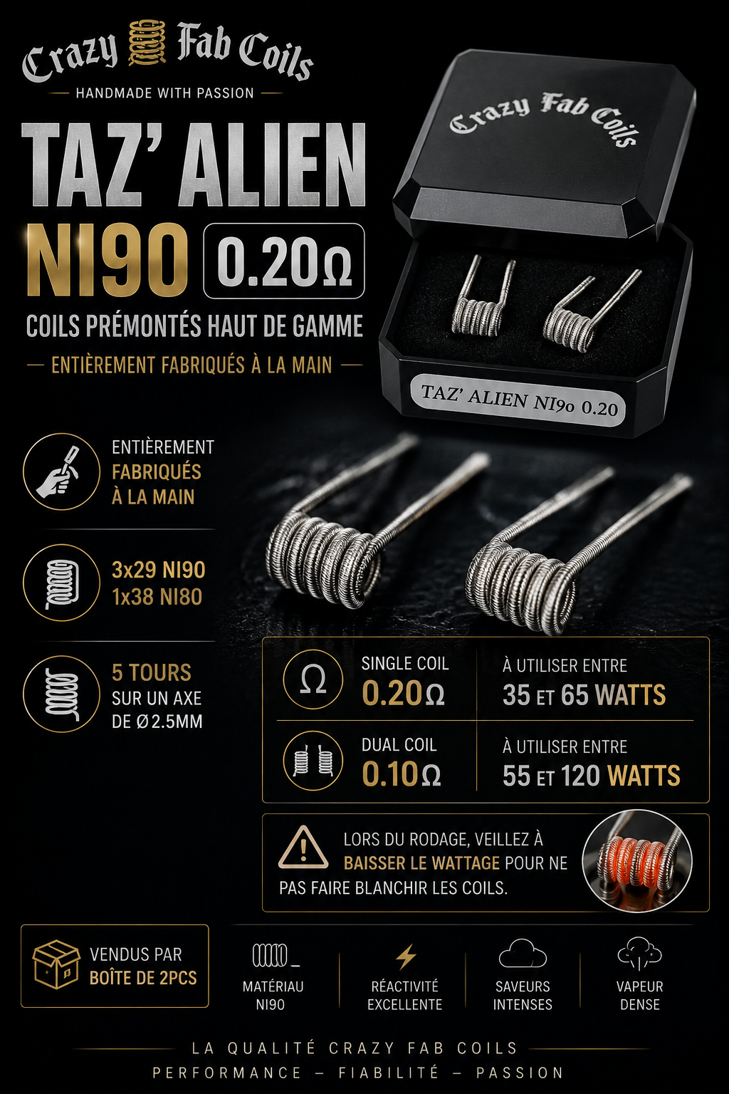 TAZ' Alien Ni90 0.20Ω (2pcs) – Crazy Fab Coils