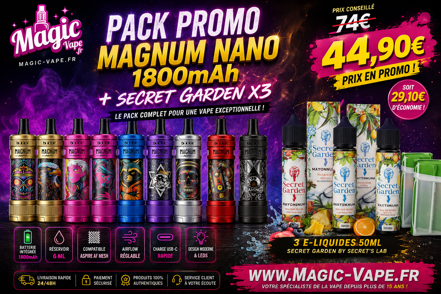 Pack Magnum Nano 1800mAh + Secret Garden x3 – Promo