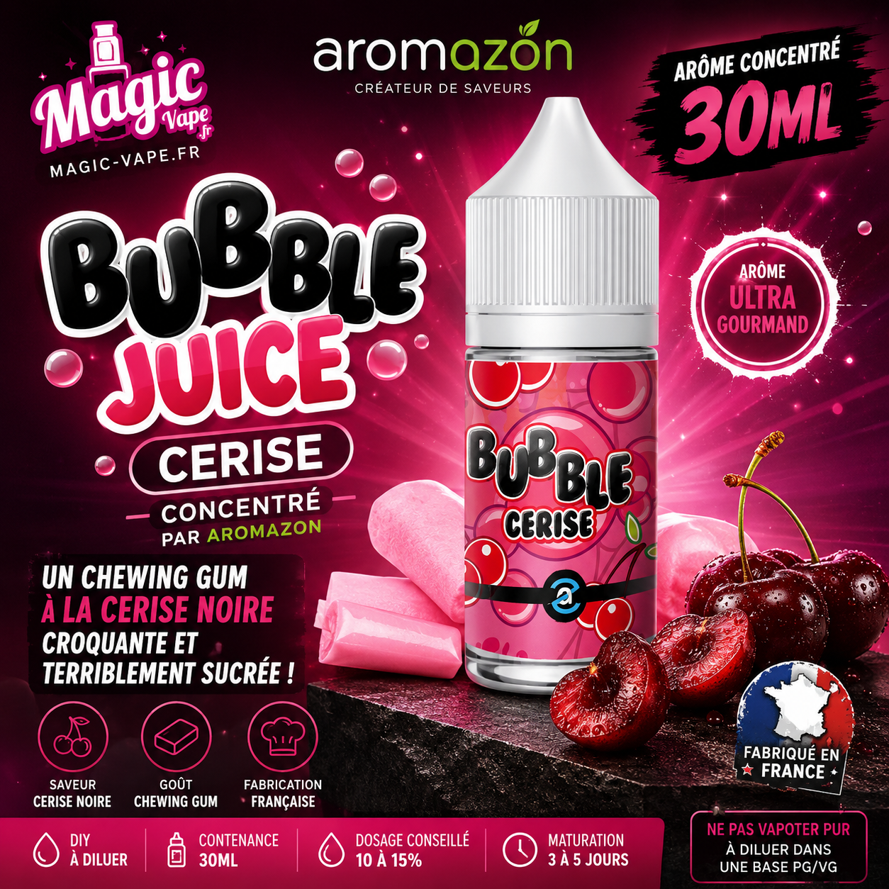 Bubble Juice Cerise Concentré 30ml – Aromazon