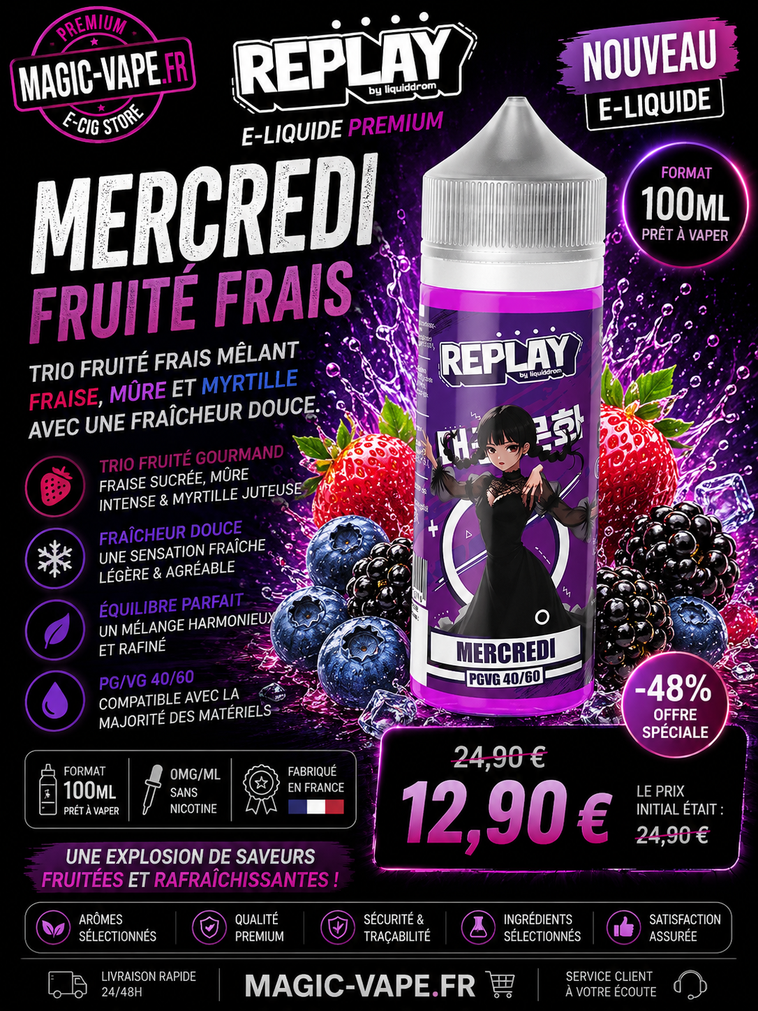 mercredi replay liquida rom 100ml