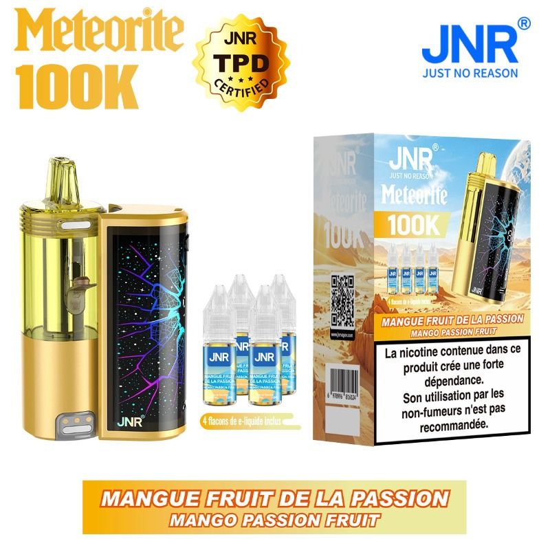 Meteorite 100K + 4x10Ml 20Mg Ou 0Mg - JNR 3 Meteorite 100K JNR avec 4 flacons 10ml en 20mg ou 0mg