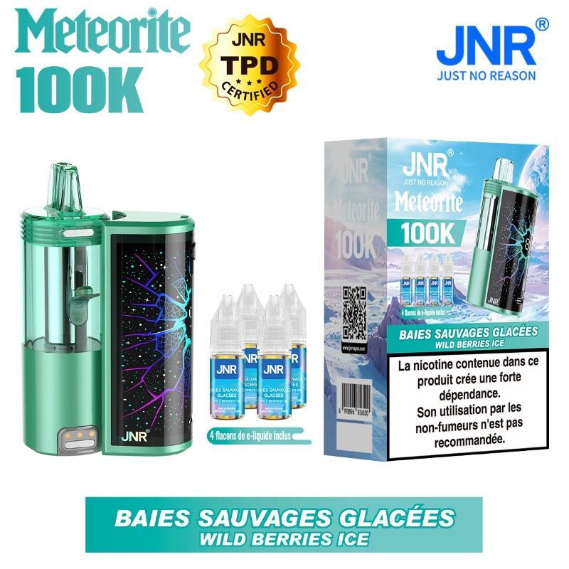 Meteorite 100K + 4x10Ml 20Mg Ou 0Mg - JNR 2 Meteorite 100K JNR avec 4 flacons 10ml en 20mg ou 0mg