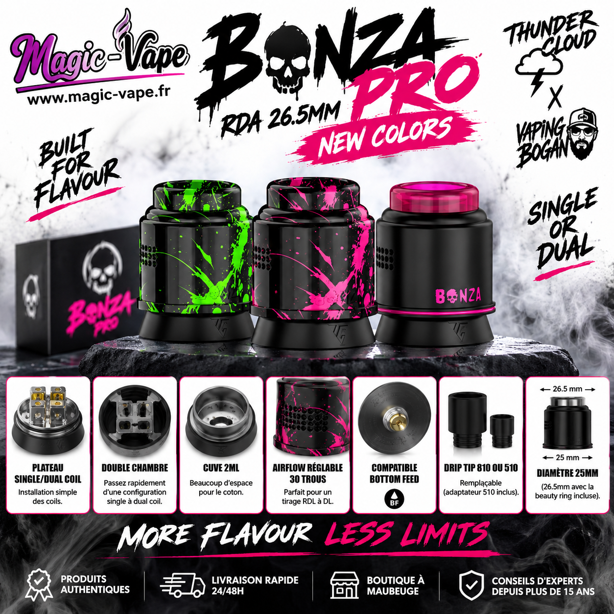 Bonza Pro RDA 26.5mm Thunder Cloud x Vaping Bogan