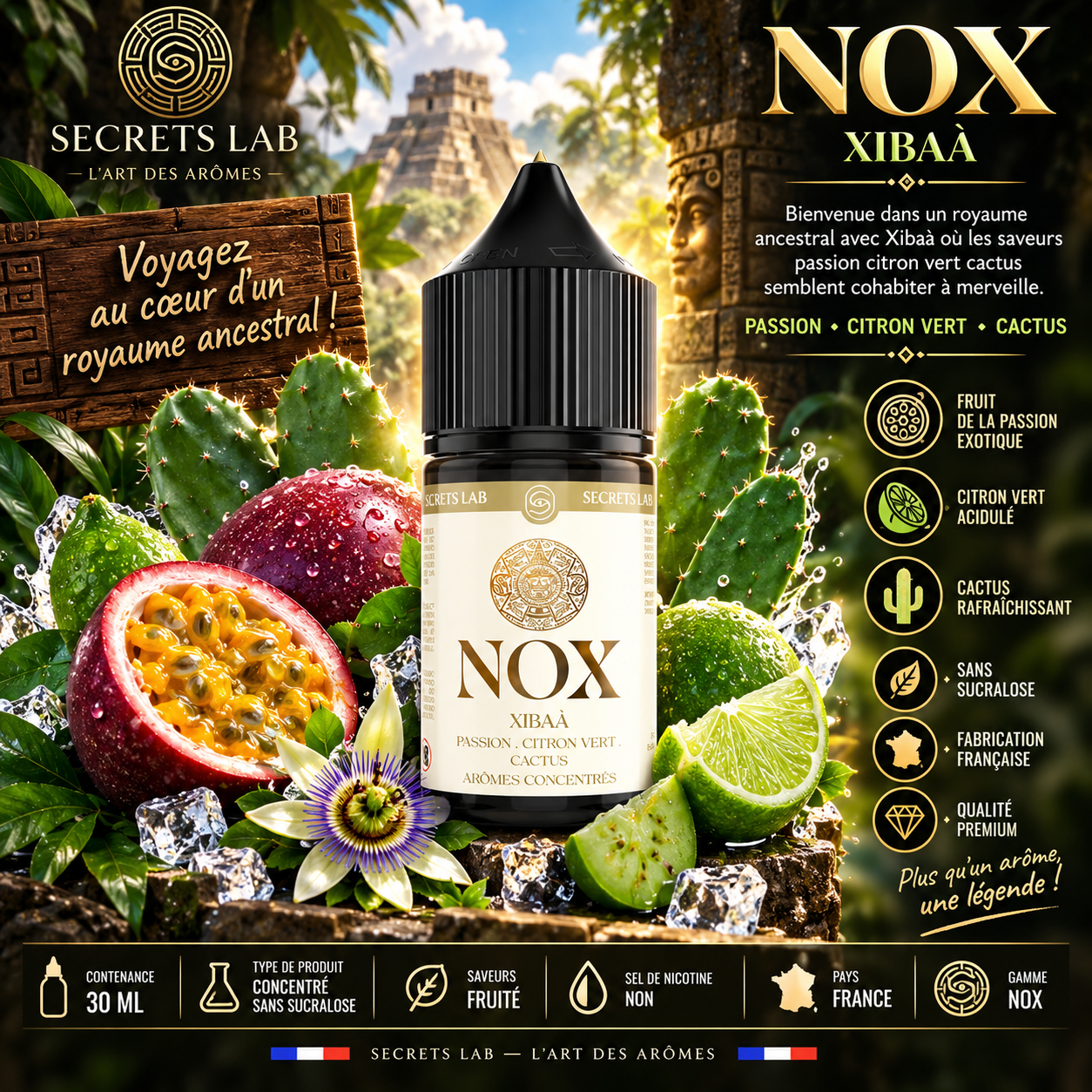 Concentré Xibaà 30ml NOX Secret's Lab passion citron vert cactus