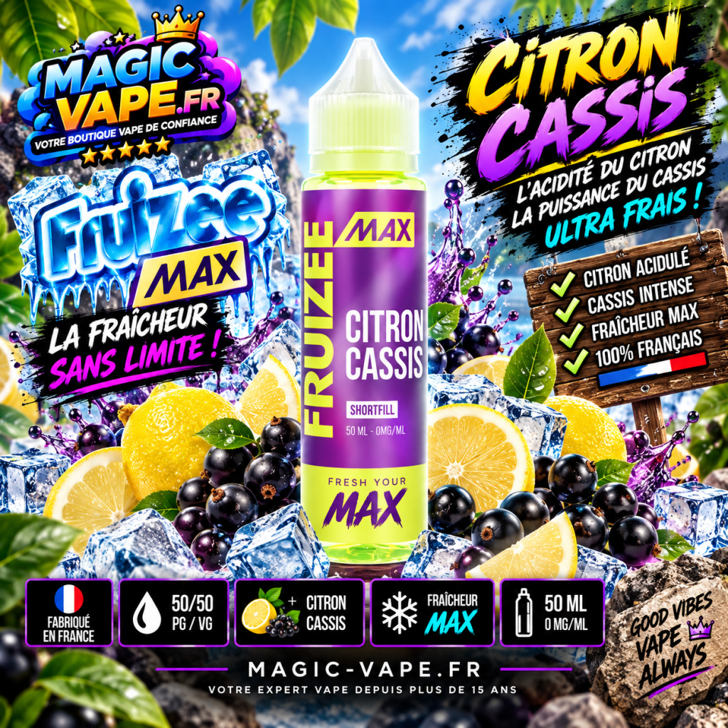 Fruizee Max 50ML : découvrez les 12 e-liquides fruités et ultra frais d’Eliquid France 2 Fruizee Max 50ML Citron Cassis