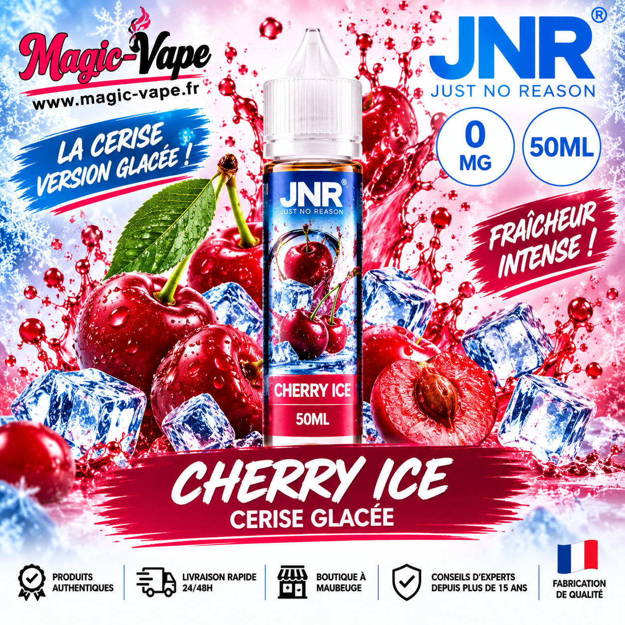 E-liquide Cherry Ice JNR 50ml 0mg cerise glacée