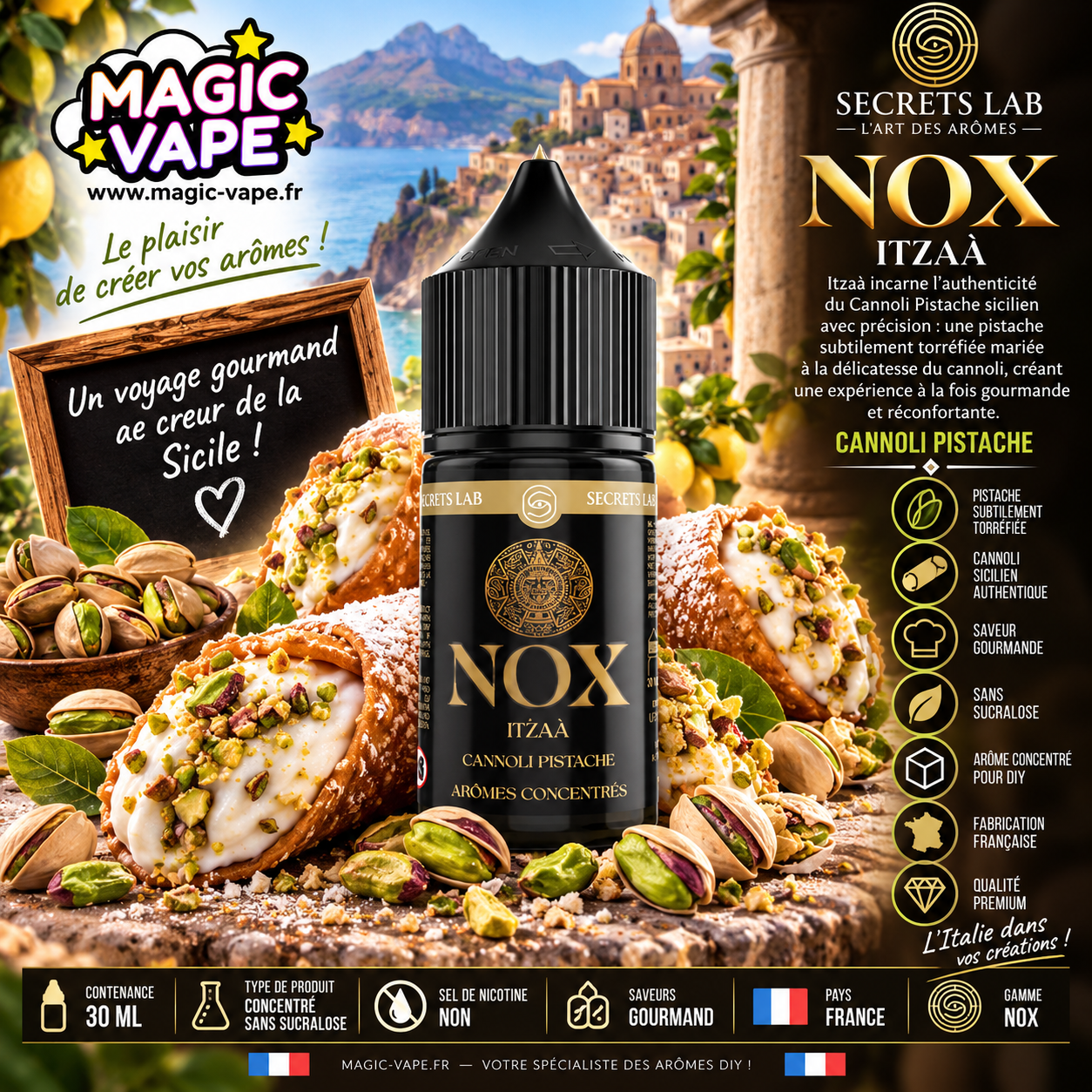 Concentré Itzaà 30ml NOX Secret's Lab cannoli pistache