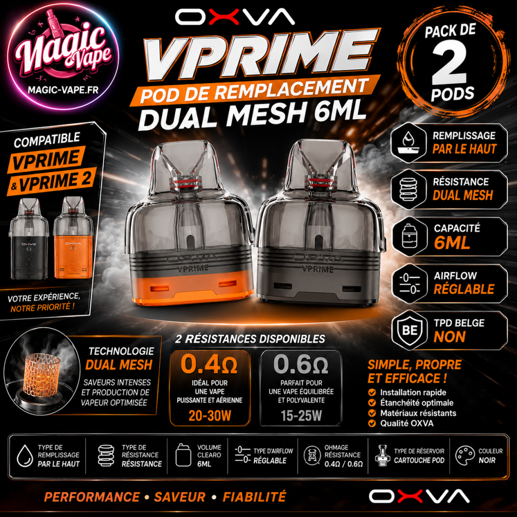 Kit VPrime vs Kit VPrime 2 OXVA : quelles sont les vraies différences ? 8 cartouche vprime dual mesh oxva