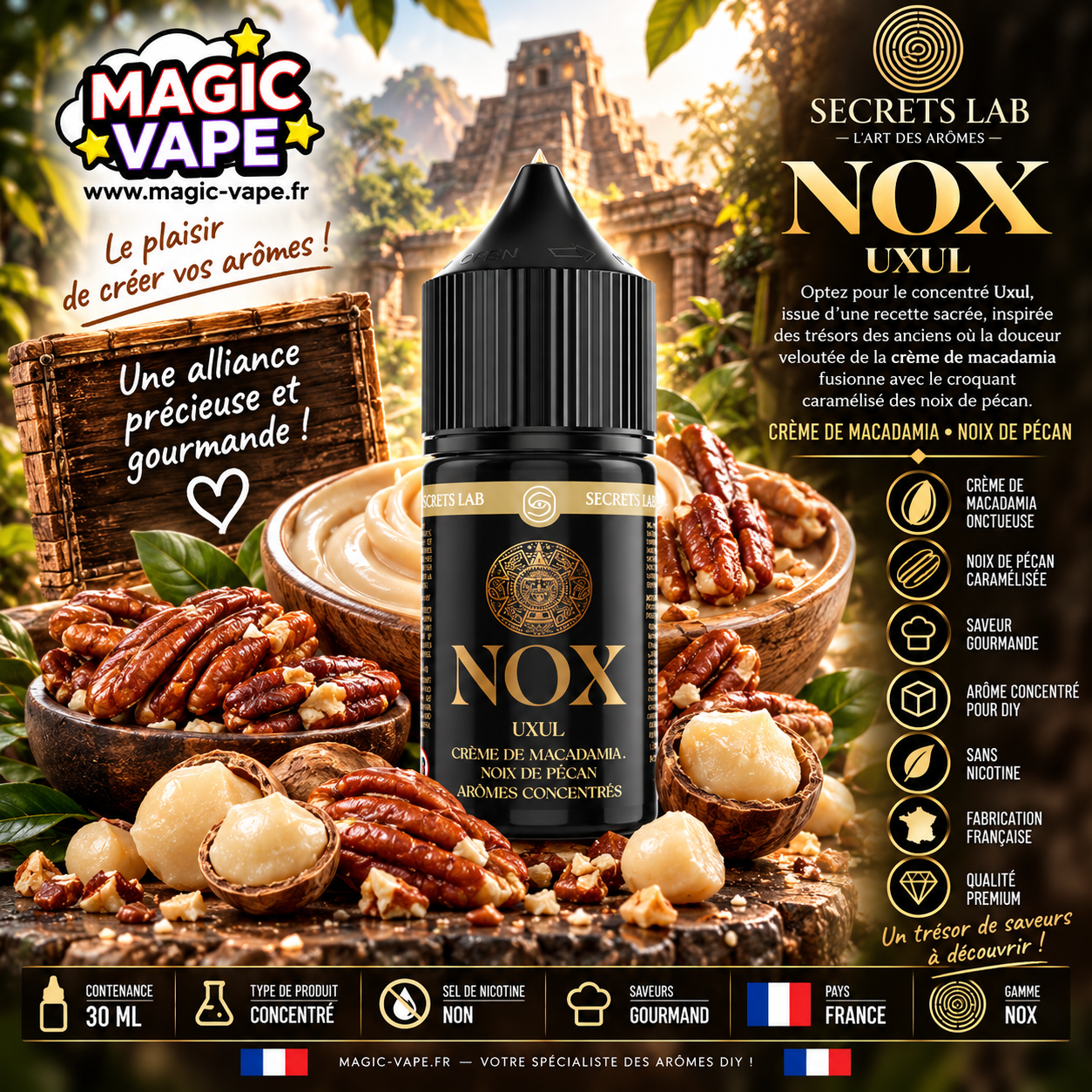Concentré Uxul 30ml NOX Secret's Lab crème de macadamia noix de pécan
