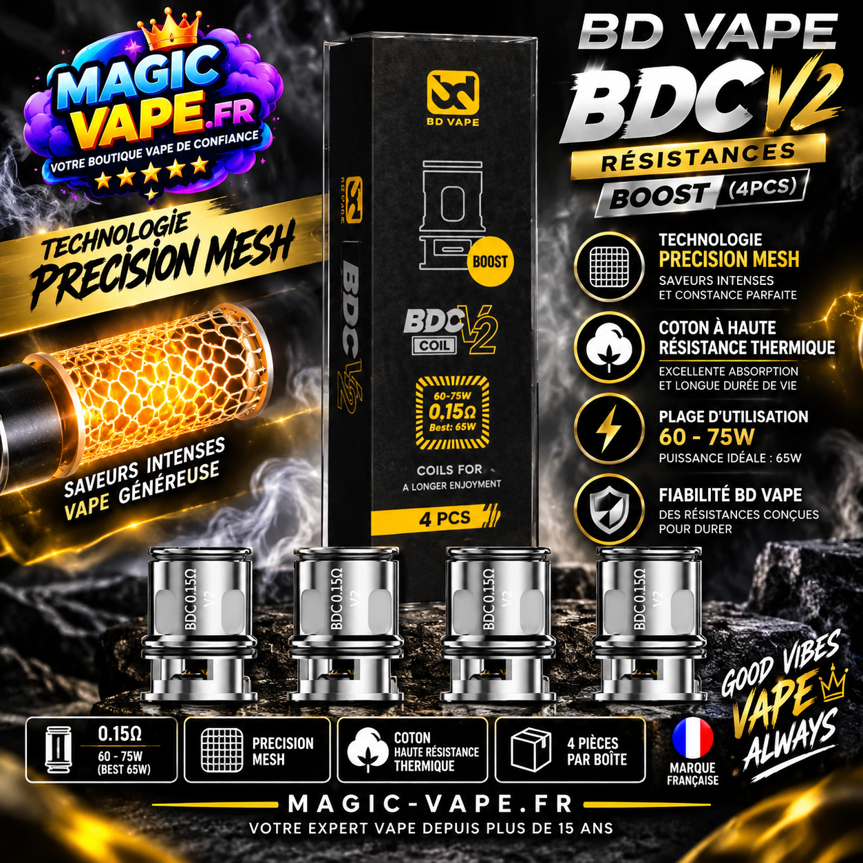 Résistances BDC V2 BOOST (4pcs) – BD Vape