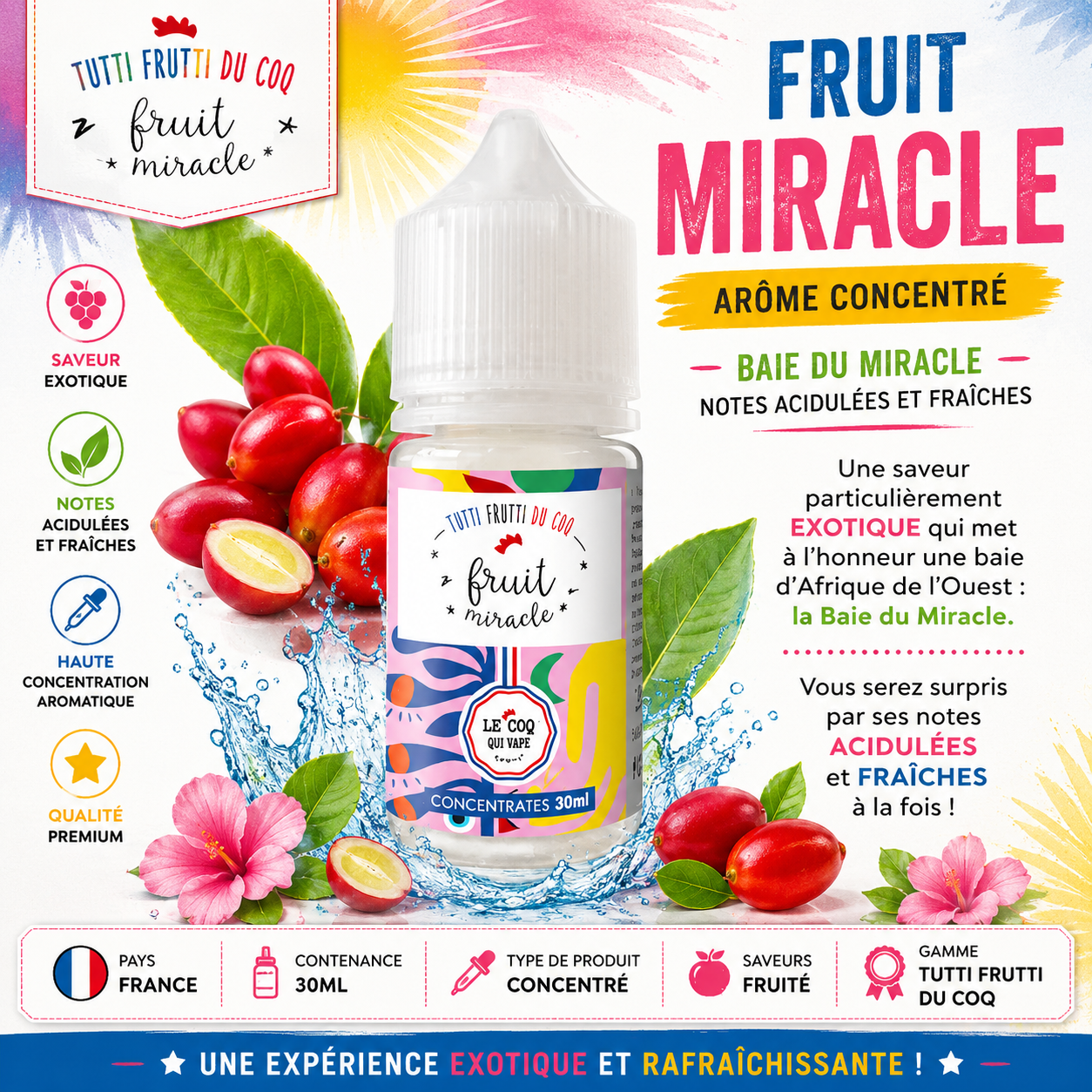 Concentré Fruit Miracle 30ml Tutti Frutti du Coq – Le Coq qui Vape