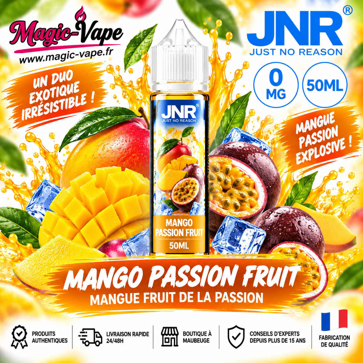 E-liquide Mango Passion Fruit JNR 50ml 0mg mangue fruit de la passion