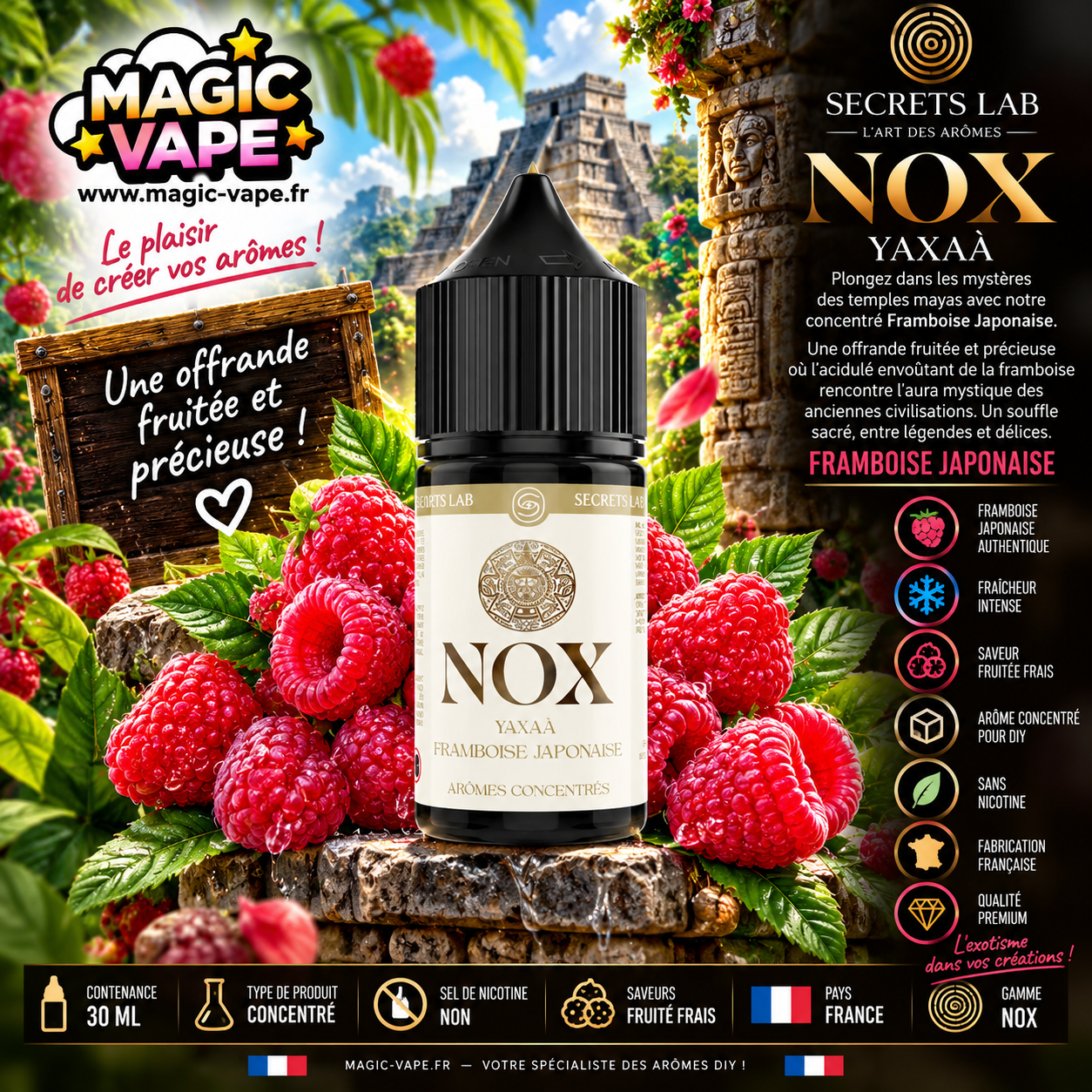 Concentré Yaxaà 30ml NOX Secret's Lab framboise japonaise fruitée fraîche