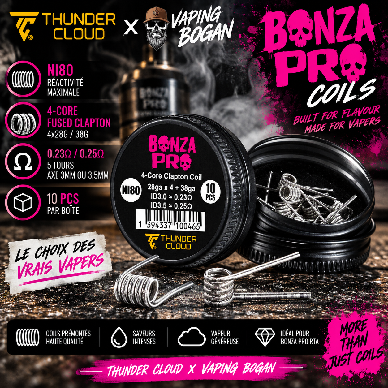 Coils Bonza Pro 4-Core Fused Clapton Ni80 0.23 0.25 ohm