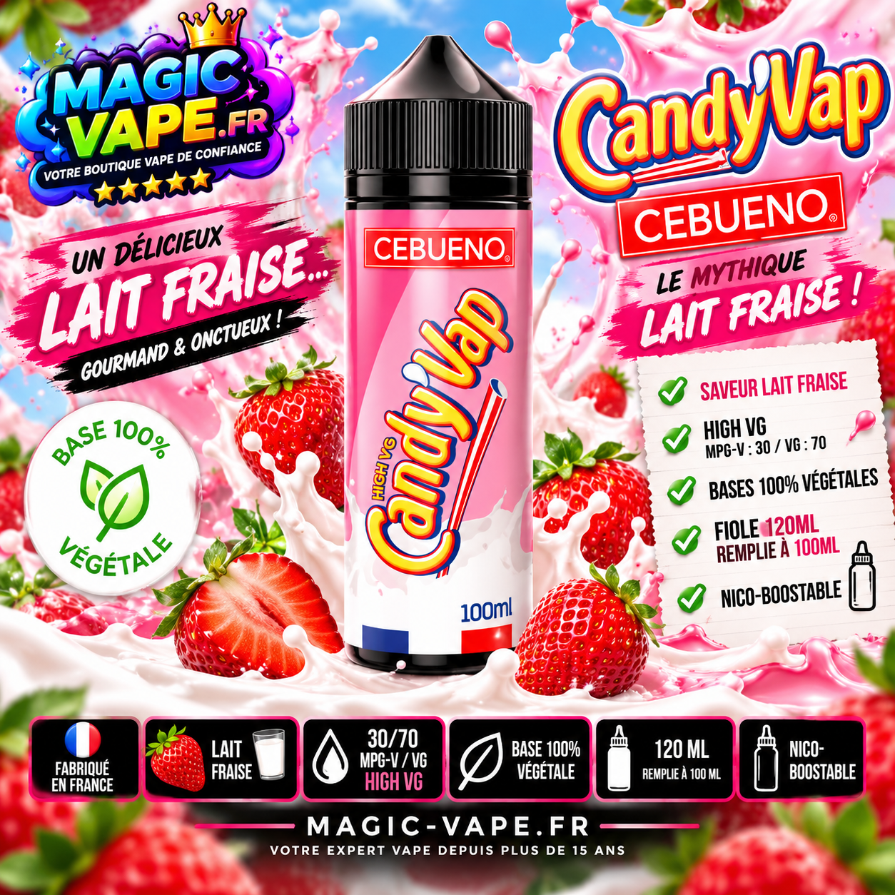Candy'Vap Cebueno 100ml – Lait Fraise