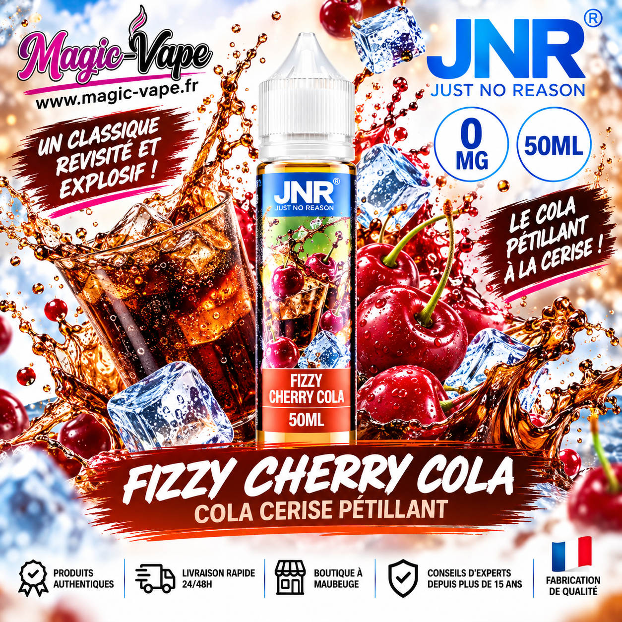 E-liquide Fizzy Cherry Cola JNR 50ml 0mg cola cerise