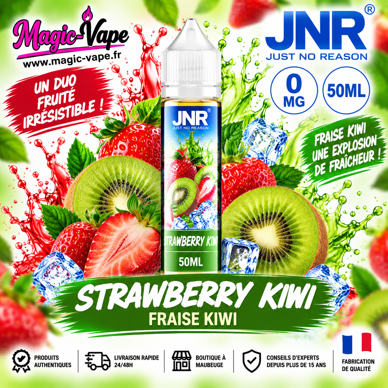 E-liquide Strawberry Kiwi JNR 50ml 0mg fraise kiwi