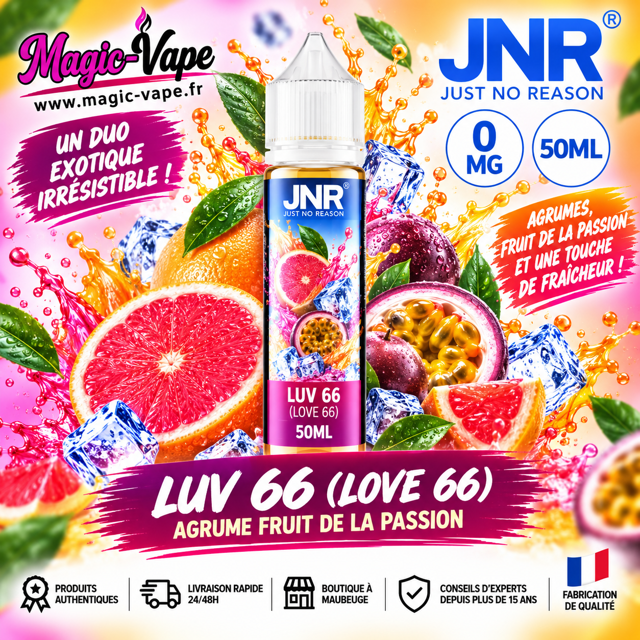 E-liquide Luv 66 Love 66 JNR 50ml 0mg agrumes fruit de la passion