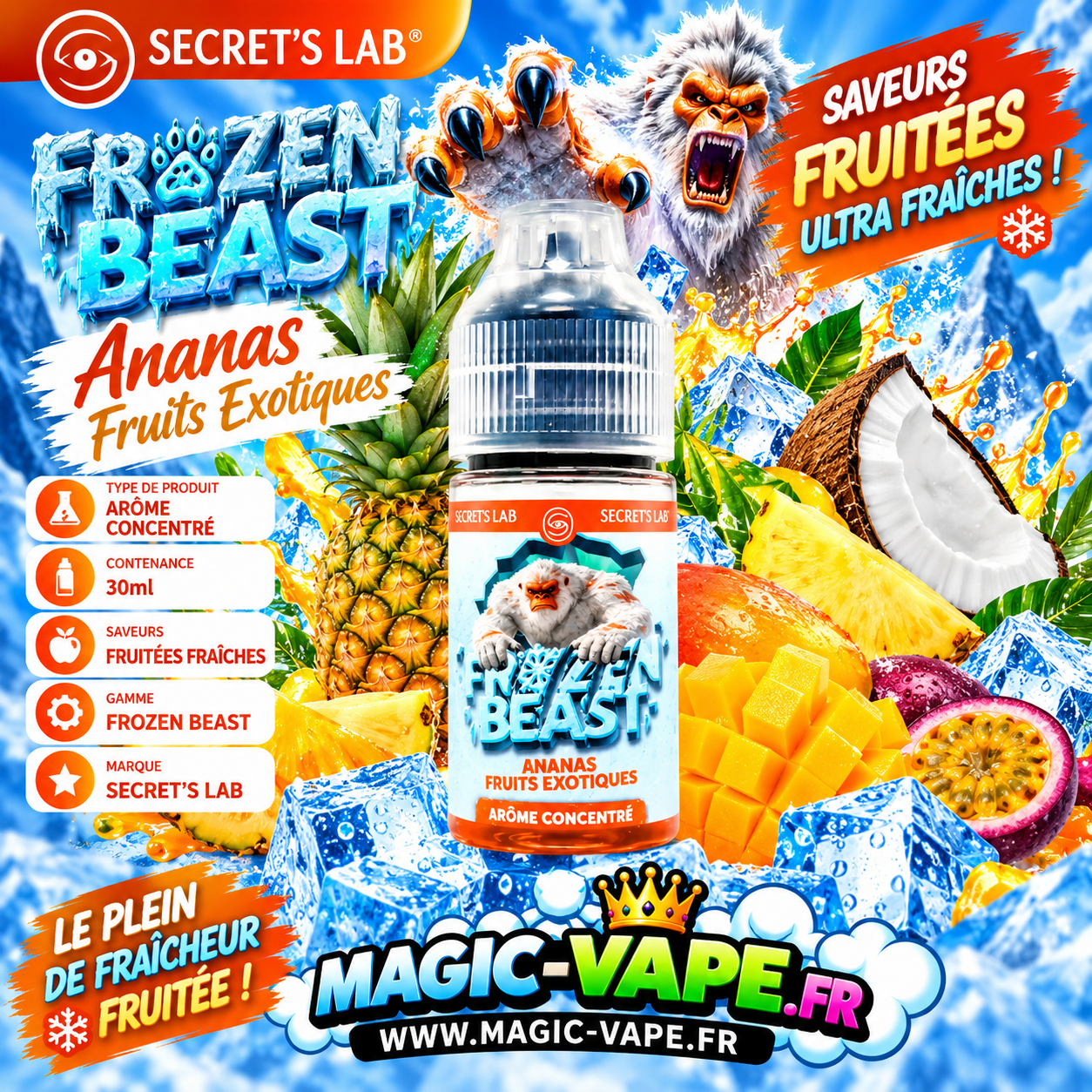 Concentré Ananas Fruits Exotiques 30ml Frozen Beast - SECRET'S LAB